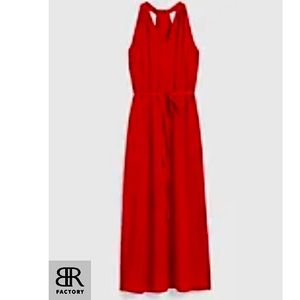 Twist-Back Halter Midi Dress